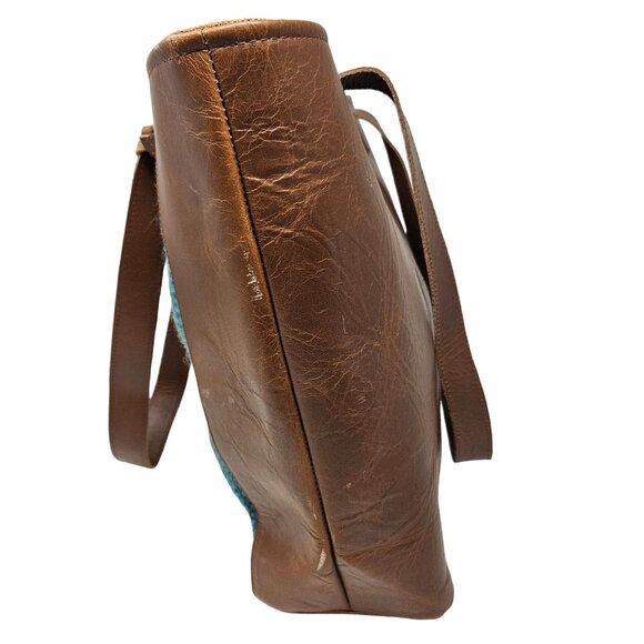 Catchfly Studios Serape Leather Tote Purse Shoulder Bag Southwestern Aztec NWT - Picture 2 of 16